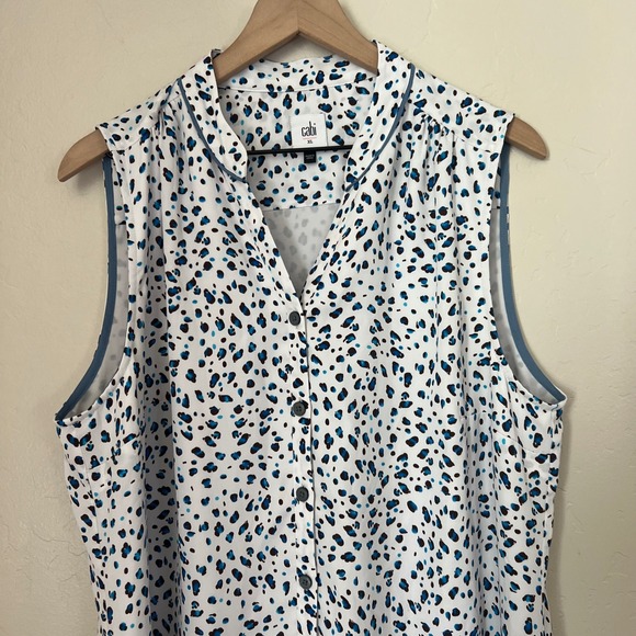 Cabi Women's XL Camilla Blue Leopard Shirt‎ Dress - Picture 4 of 7